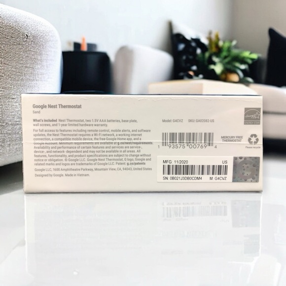 Google Nest Thermostat - Smart Programmable Wi-Fi Thermostat - Sand (Brand New) - Picture 15 of 15